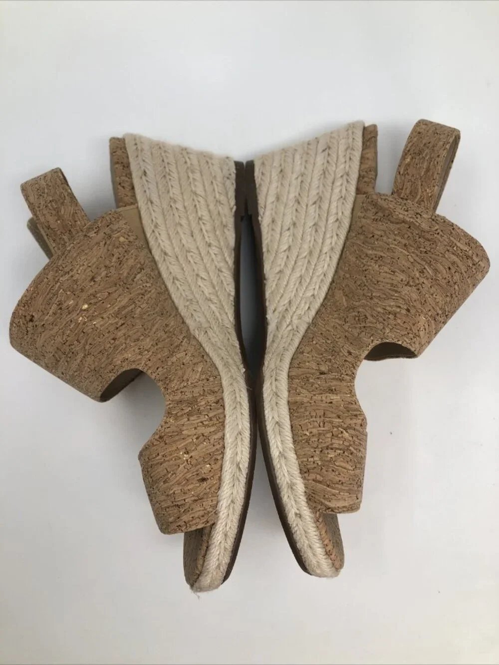 Vionic Shoes Womens 9 Brooke Cork Beige Espadrille Gold Fleck Wedge Heel Sandal